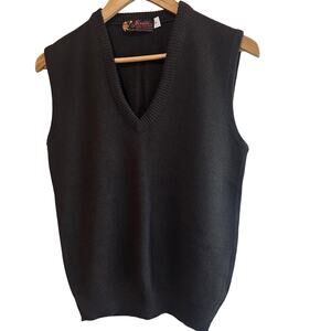 Vintage Sweater Vest Womens Med Brown Wool Academia Twee Preppy Cottage Grandpa